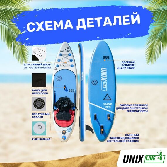 SUP-серфинг: SUP-борд UNIX line Deep Sea (320 cm) + сиденье фотографии