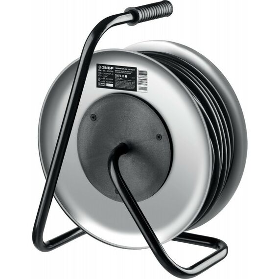 Удлинители электрические: Силовой удлинитель на стальной катушке Зубр Профессионал КГ-325 КГ, 3 x 2.5 мм2, 50 м, 4000 Вт, IP44 [55079-50] фотографии