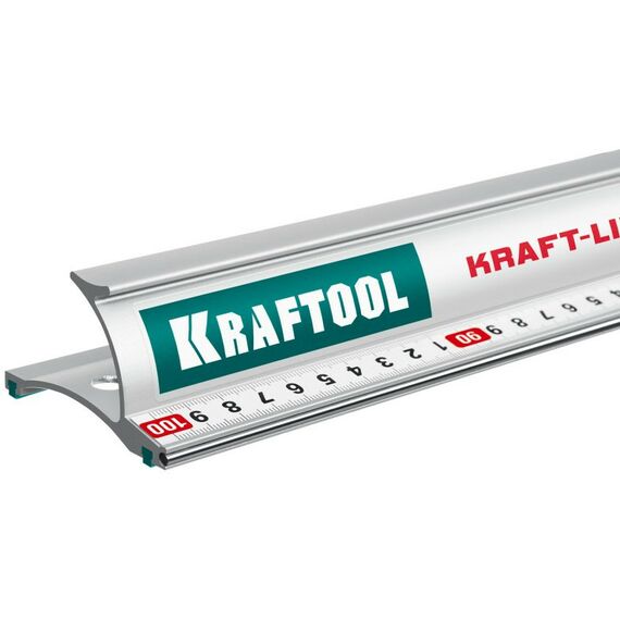 Рейки, линейки, прочие приспособления: Усиленная алюминиевая линейка со стальной направляющей KRAFTOOL KRAFT-LINE 1.0 м [34275-100] фотографии