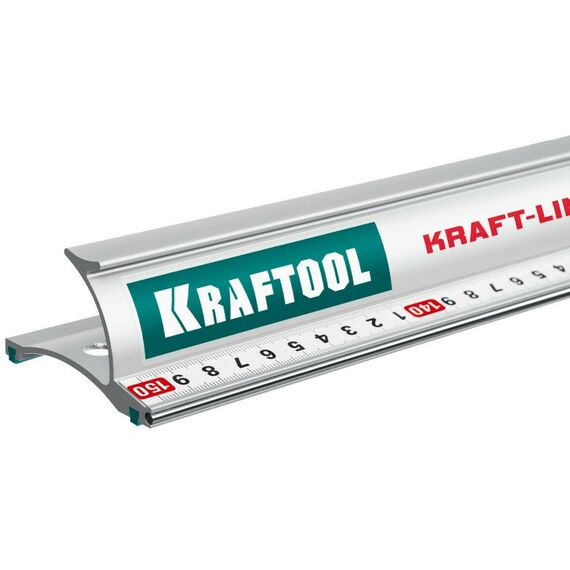 Рейки, линейки, прочие приспособления: Усиленная алюминиевая линейка со стальной направляющей KRAFTOOL KRAFT-LINE 1.5 м [34275-150] фотографии