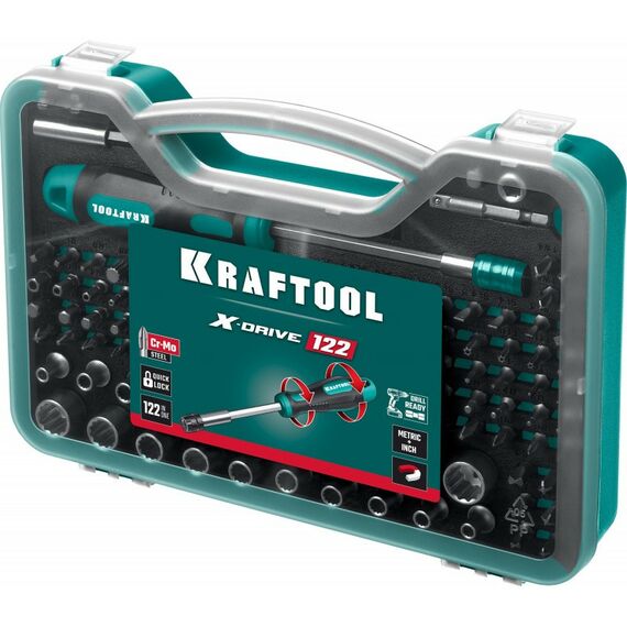 Отвертки: Набор: отвертка-битодержатель с насадками KRAFTOOL X-Drive-122 122 шт [26816] фотографии