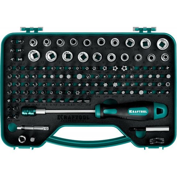 Отвертки: Набор: отвертка-битодержатель с насадками KRAFTOOL X-Drive-122 122 шт [26816] фотографии