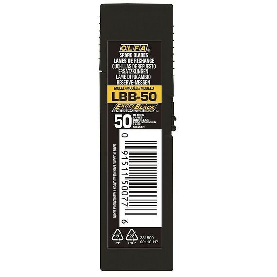 Ручной инструмент: Cегментированные лезвия OLFA OL-LBB-50 EXCEL BLACK, 18 мм, 50 шт, в боксе фотографии
