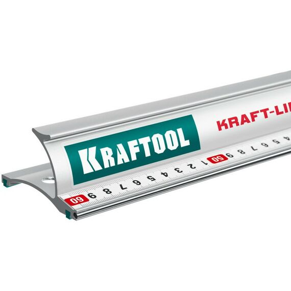 Рейки, линейки, прочие приспособления: Усиленная алюминиевая линейка KRAFTOOL KRAFT-LINE 0.6 м со стальной направляющей [34275-60] фотографии