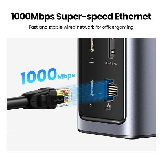 Внешние аккумуляторы, зарядные устройства: Док-станция UGREEN CM555 USB-C Multifunction Docking Station Pro, цвет серый [90325] фотографии