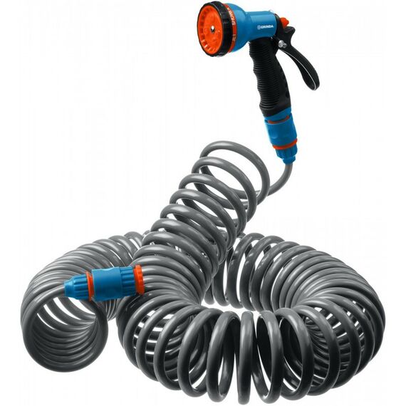 Шланги, системы водопровода и автополива: Спиральный шланг GRINDA PROLine 3/8" x 15 м пистолет-распылитель, адаптеры, поливочный набор [428495] фотографии