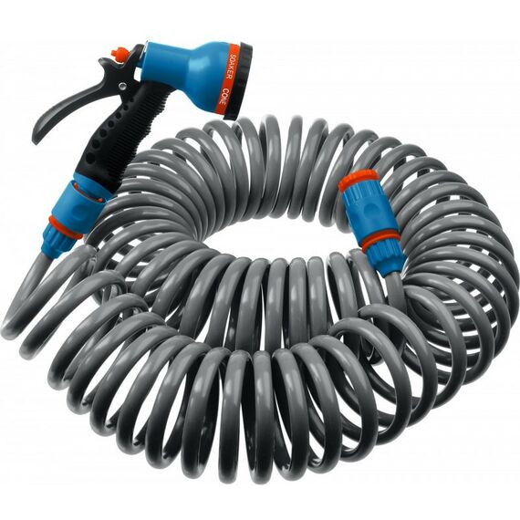 Шланги, системы водопровода и автополива: Спиральный шланг GRINDA PROLine 3/8" x 15 м пистолет-распылитель, адаптеры, поливочный набор [428495] фотографии