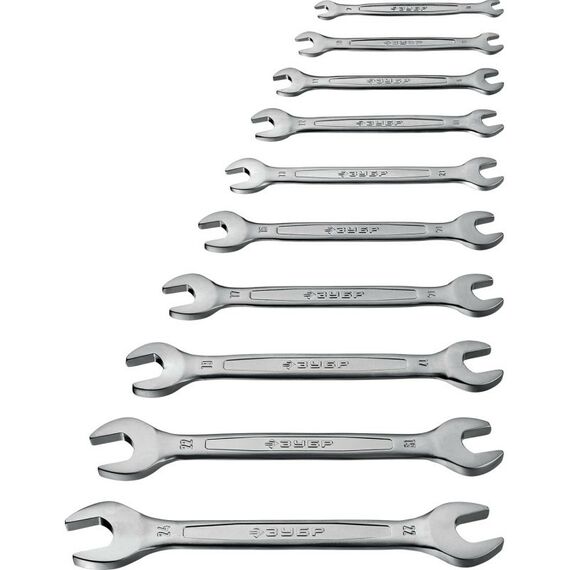 Наборы инструментов и ключи: Набор рожковых гаечных ключей Зубр Профессионал 10 шт, 6 - 24 мм [27010-H10] фотографии