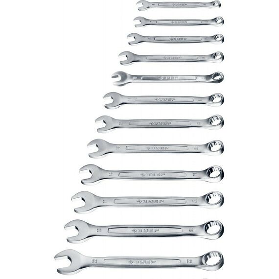 Наборы инструментов и ключи: Набор комбинированных гаечных ключей Зубр Профессионал 12 шт 6 - 22 мм [27087-H12] фотографии