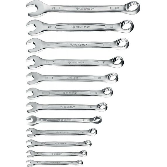 Наборы инструментов и ключи: Набор комбинированных гаечных ключей Зубр Профессионал 12 шт 6 - 22 мм [27088-H12] фотографии