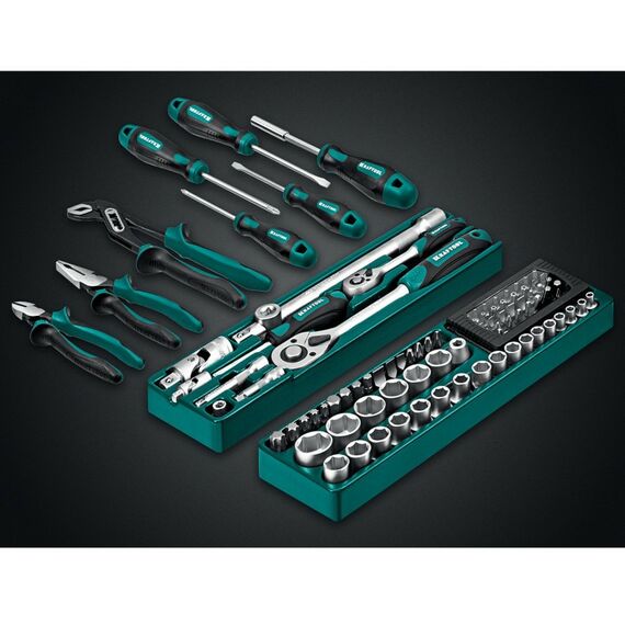 Наборы инструментов и ключи: Универсальный набор инструмента KRAFTOOL GRAND-99 99 предметов, 1/2"+1/4" [27978-H99] фотографии