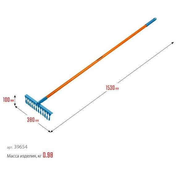 Грабли: Садовые грабли GRINDA PROLine PR-12T FIBER 380 х 100 х 1530 мм, 12 витых зубцов, углеродистая сталь, фибергласовый черенок [39654] фотографии