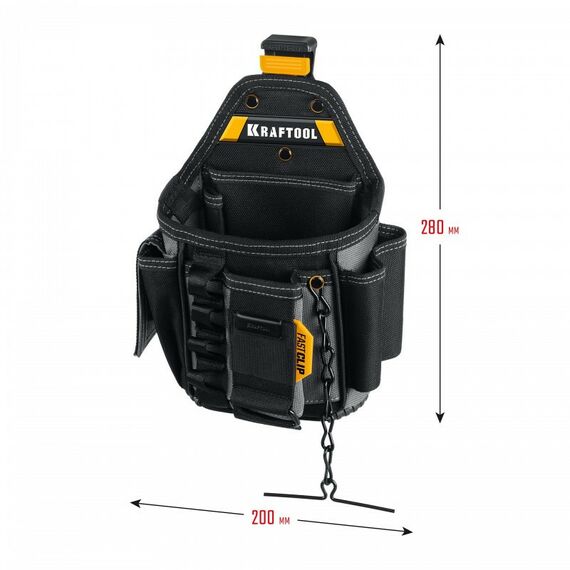 Ящики и сумки для инструмента: Поясная сумка KRAFTOOL KP-13E с быстросъёмным креплением FastClip, 13 карманов и петель, 280 х 200 мм [38772] фотографии