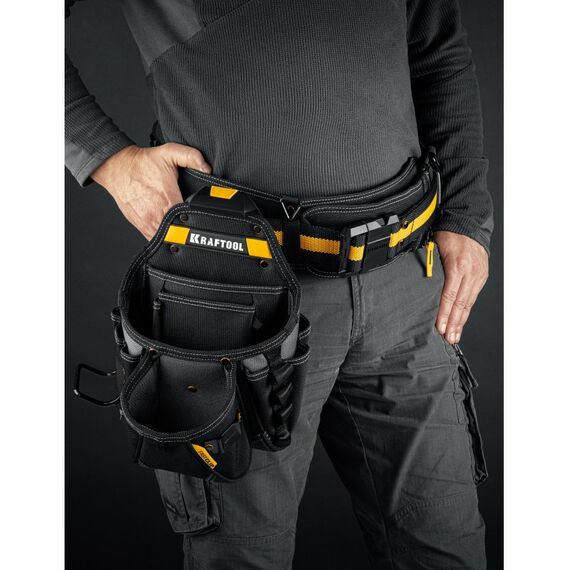 Ящики и сумки для инструмента: Поясная сумка KRAFTOOL KP-27 с быстросъёмным креплением FastClip, 27 карманов и петли, 350 х 260 мм [38773] фотографии
