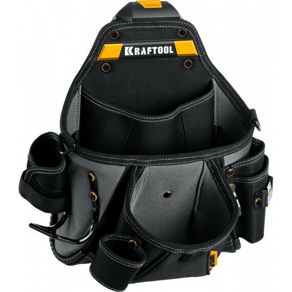 Ящики и сумки для инструмента: Поясная сумка KRAFTOOL KPB-20 с быстросъёмным креплением FastClip, плечевой ремень, 20 карманов и петель, 320 х 310 мм [38767] фотографии