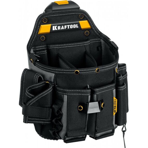 Ящики и сумки для инструмента: Поясная сумка KRAFTOOL KPB-23 с быстросъёмным креплением FastClip, плечевой ремень, 23 кармана и петли, 290 х 310 мм [38766] фотографии