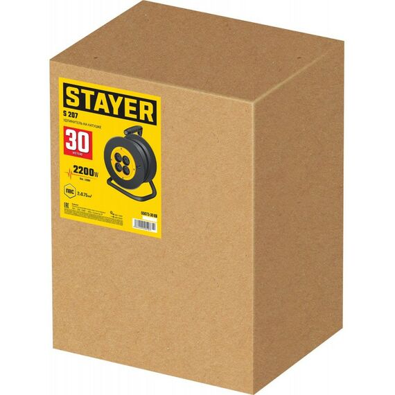 Удлинители электрические: Удлинитель на катушке STAYER S-207 ПВС, 2 х 0.75 мм2, 30 м, 2200 Вт [55073-30] фотографии