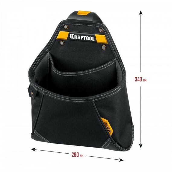 Ящики и сумки для инструмента: Поясная сумка KRAFTOOL KP-12 с быстросъёмным креплением FastClip, 12 карманов и петель, 260 х 340 мм [38774] фотографии