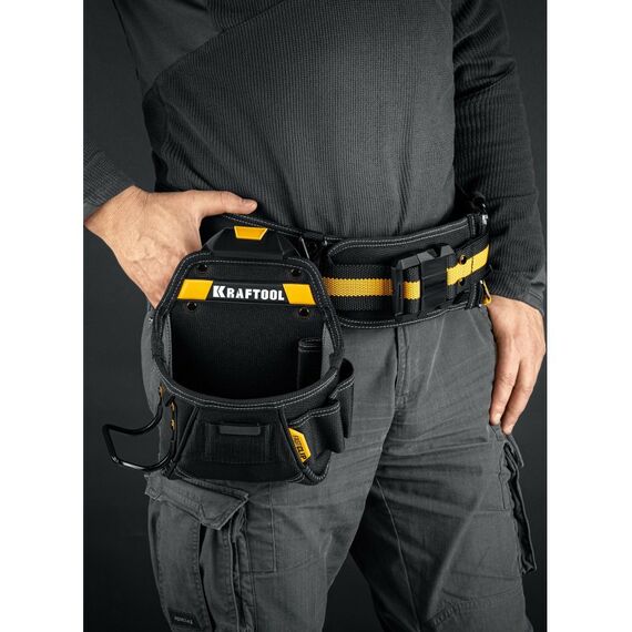 Ящики и сумки для инструмента: Поясная сумка KRAFTOOL KP-6 с быстросъёмным креплением FastClip, 6 карманов и петель, 240 х 250 мм [38775] фотографии