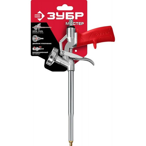 Пистолеты монтажные, тепловые, клеящие, пескоструйные: Металлический пистолет для монтажной пены Зубр 06874 фотографии