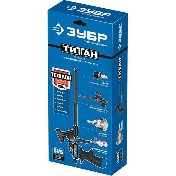Пистолеты монтажные, тепловые, клеящие, пескоструйные: Тефлоновый пистолет для монтажной пены Зубр Титан 06866 фотографии
