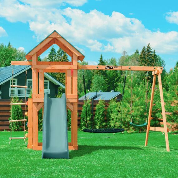 Детские спортивные комплексы: Детский игровой комплекс UNIX Kids 6 в 1 Dark Green фотографии