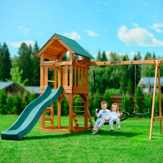 Детские спортивные комплексы: Детский игровой комплекс UNIX Kids 6 в 1 Dark Green фотографии