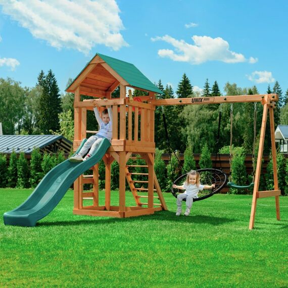 Детские спортивные комплексы: Детский игровой комплекс UNIX Kids 6 в 1 Dark Green фотографии