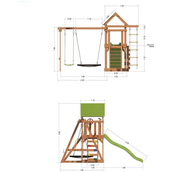 Детские спортивные комплексы: Детский игровой комплекс UNIX Kids 6 в 1 Dark Green фотографии
