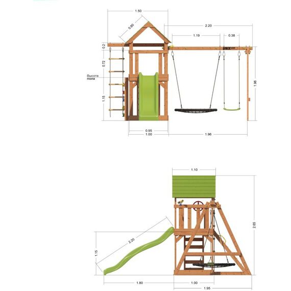 Детские спортивные комплексы: Детский игровой комплекс UNIX Kids 6 в 1 Dark Green фотографии