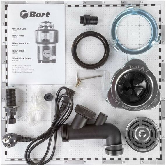 Прочая встраиваемая техника: Измельчитель пищевых отходов Bort TITAN 4000 390 Вт, 3 ступени, 4.2 кг/мин, 90 мм, серый фотографии