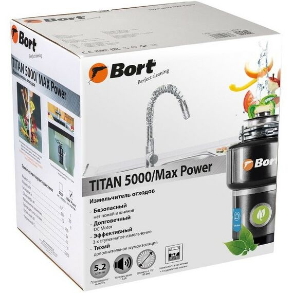 Прочая встраиваемая техника: Измельчитель пищевых отходов Bort TITAN MAX Power 780 Вт, 3 ступени, 5.2 кг/мин, 90 мм фотографии