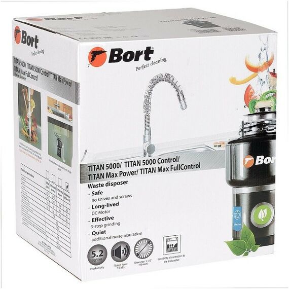 Прочая встраиваемая техника: Измельчитель пищевых отходов Bort TITAN MAX Power FullControl 780 Вт, 3 ступени, чёрный фотографии