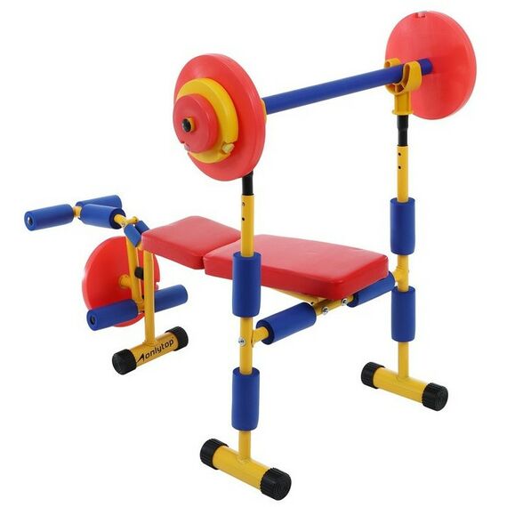 Детские тренажеры: Детская скамья для жима со штангой ONLYTOP 537822 фотографии