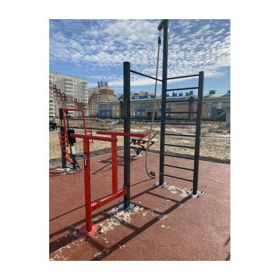 Уличный тренажерный комплекс перекладина, брусья, лестница, канатAVU048 фотографии