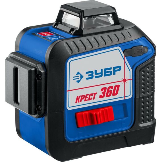 Лазерный нивелир Зубр Профессионал Крест 360 №2, 20 - 70 м [34906-2] фотографии