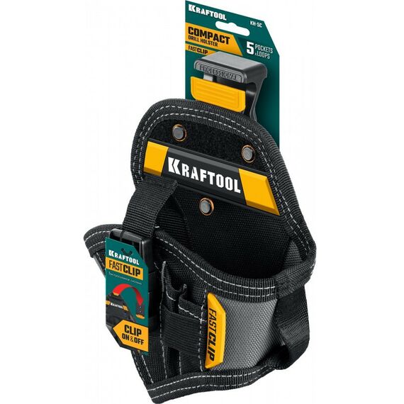 Кобура для компактного шуруповерта KRAFTOOL KH-5C с быстросъёмным креплением FastClip, 5 карманов и петель [38770] фотографии