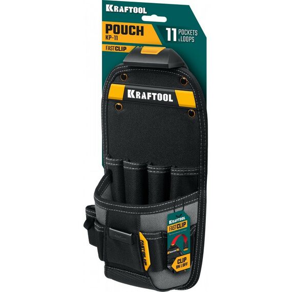 Поясная сумка KRAFTOOL KP-11 с быстросъёмным креплением FastClip, 11 карманов и петель, 170 х 360 мм [38777] фотографии