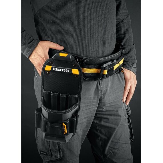 Поясная сумка KRAFTOOL KP-11 с быстросъёмным креплением FastClip, 11 карманов и петель, 170 х 360 мм [38777] фотографии