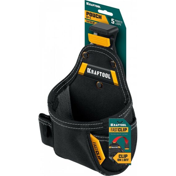 Поясная сумка KRAFTOOL KP-5 с быстросъёмным креплением FastClip, 5 карманов и петель, 150 х 190 мм [38778] фотографии