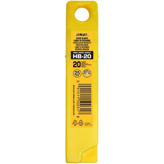 Cегментированные лезвия OLFA OL-HB-20 25 мм, 20 шт, в пластиковом кейсе фотографии