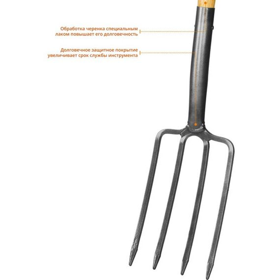 Вилы садовые GRINDA PROLine 280 x 180 x 1200 мм антикор. покрытие, деревянный черенок высш. сорт, с пластиковой рукояткой [39727] фотографии