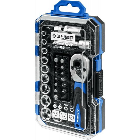 Универсальный набор инструмента Зубр Профессионал Компакт-27 27 предметов [27642-H27] фотографии