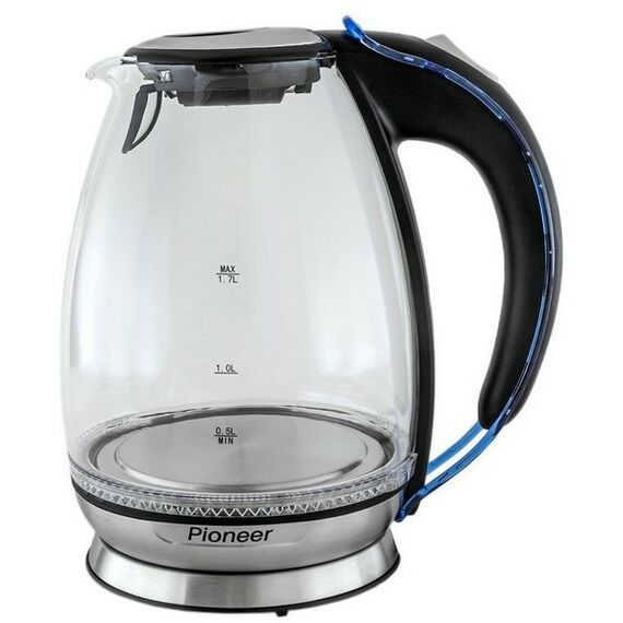 Чайник электрический Pioneer KE806G 1.7 литра, 2200 ватт, подсветка, съемный фильтр, корпус - стекло фотографии