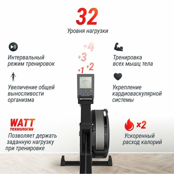 Гребной тренажер UNIX Fit Air Magnetic Rower-X Black фотографии