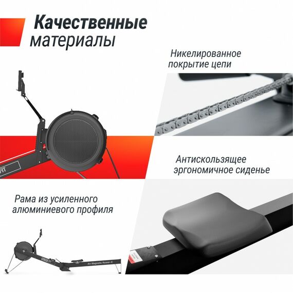 Гребной тренажер UNIX Fit Air Magnetic Rower-X Black фотографии