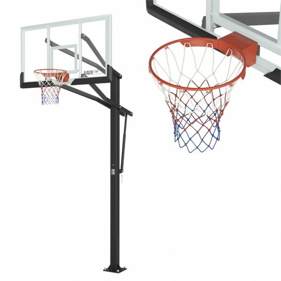 Баскетбольная стойка стационарная UNIX line B-Stand-TG PRO 72"x42" R45 H230-305 см фотографии