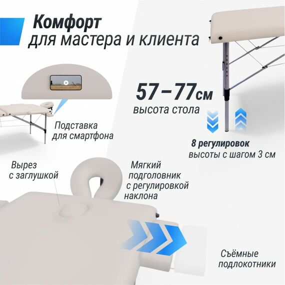 Массажный стол UNIX Med Master 2 Section White фотографии