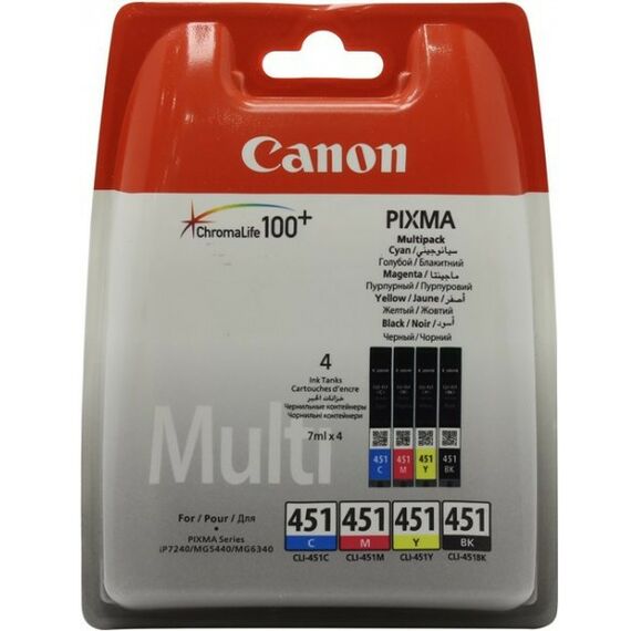 Для Canon (оригинал): Набор чернильниц Canon CLI-451BK+CLI-451C+CLI-451M+CLI-451Y для PIXMA iP7240, MG5440/6340 фотографии