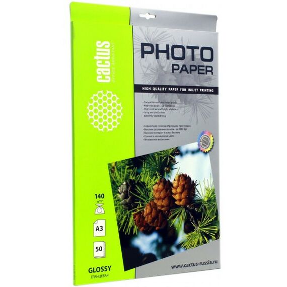 Бумага: Бумага глянцевая Cactus CS-GA314050 A3, 50 листов, 140 г/м2 фотографии